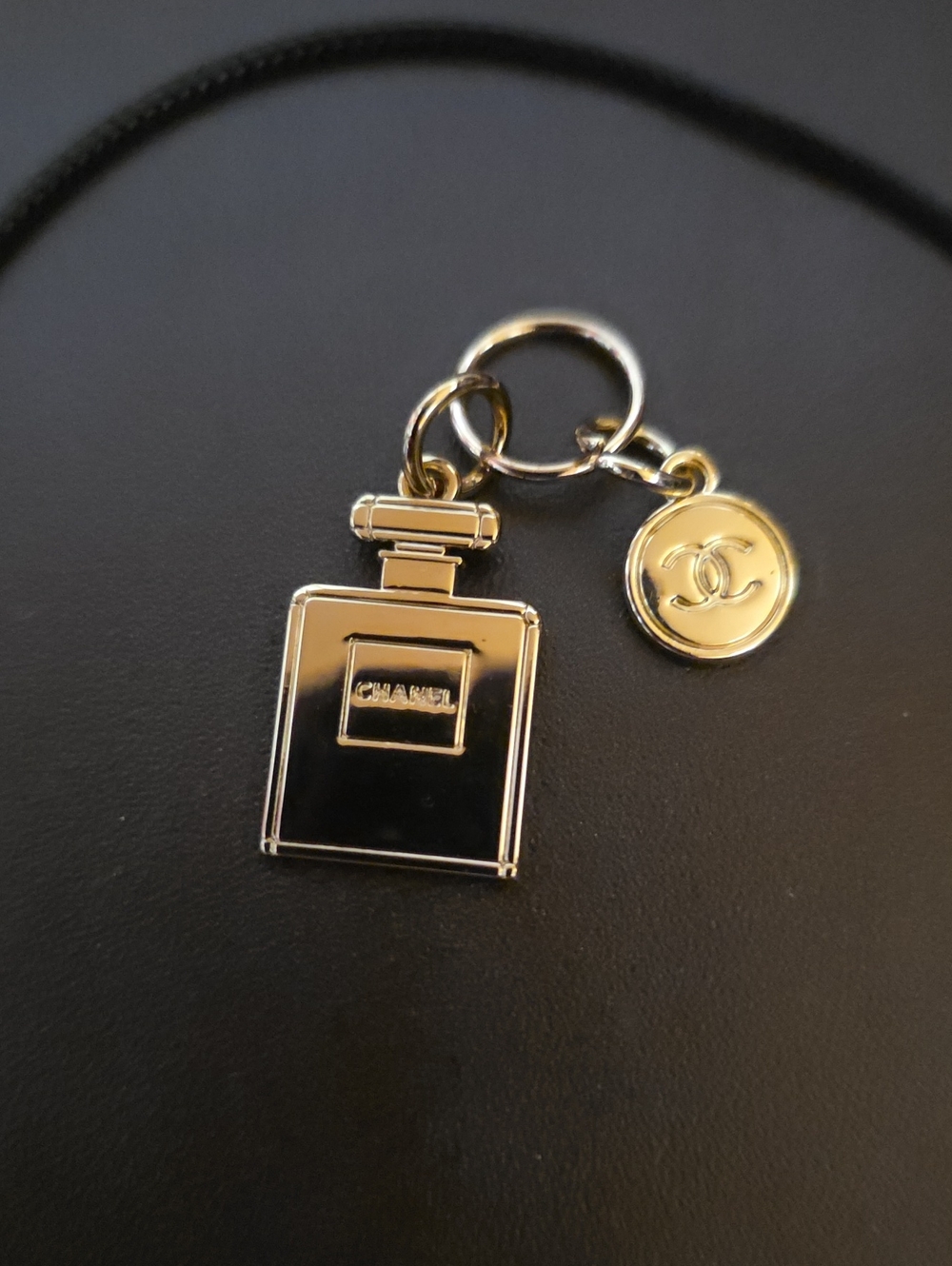 Chanel Christmas Charm W/ Free Necklace on Black Wax Leather Cord Plus - Picture 4 of 5